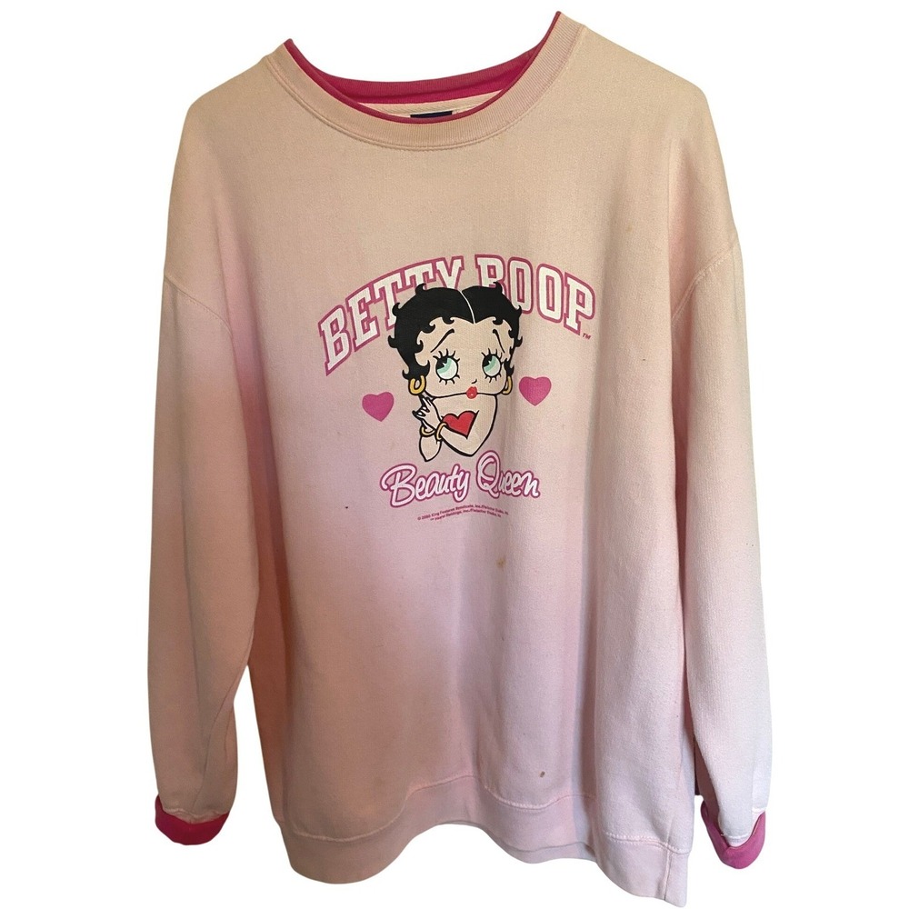 Betty Boop Sweater Womens Large Y2K AOP embroidered Streetwear Lifestyle